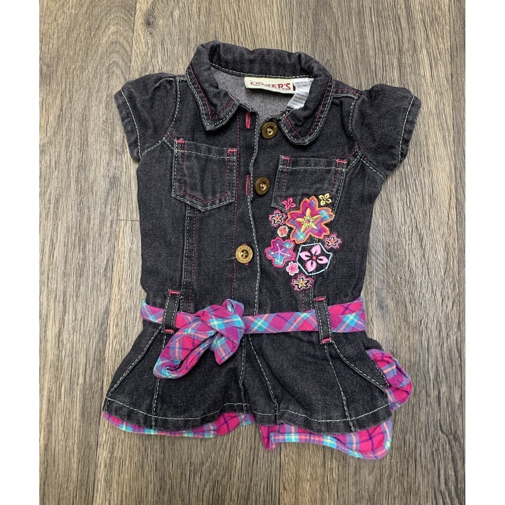 Vintage Girl's Carter's Denim Dress Size 12 Mths Y2k